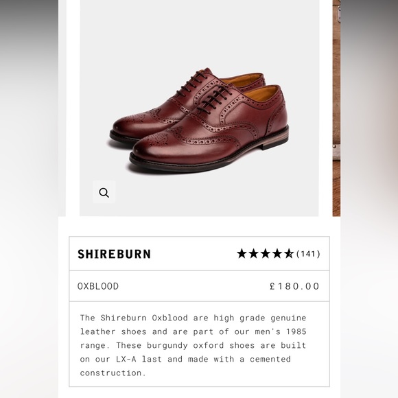 Men’s LANX SHIREBURN Genuine Leather Oxfords Oxblood color Sz 11 Made in England main image 7